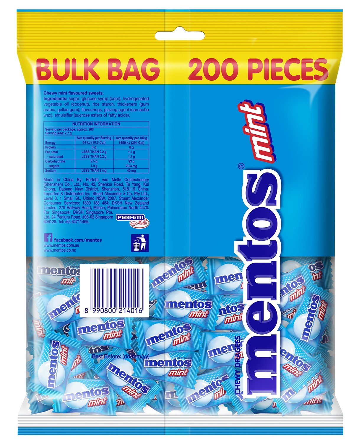 Mentos Mint Candy Pillowpack 540g (Box of 12)