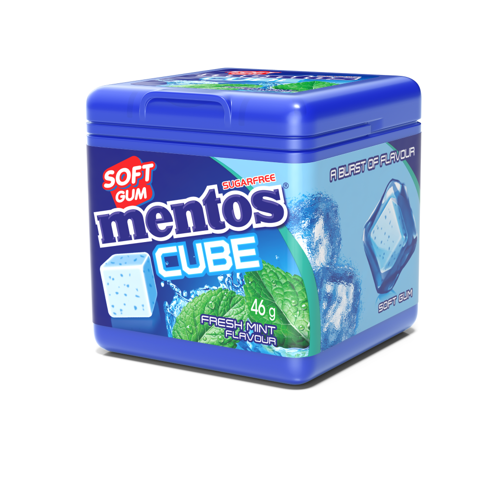 Mentos Cube Gum Ice Mint 46g (Pack of 4)