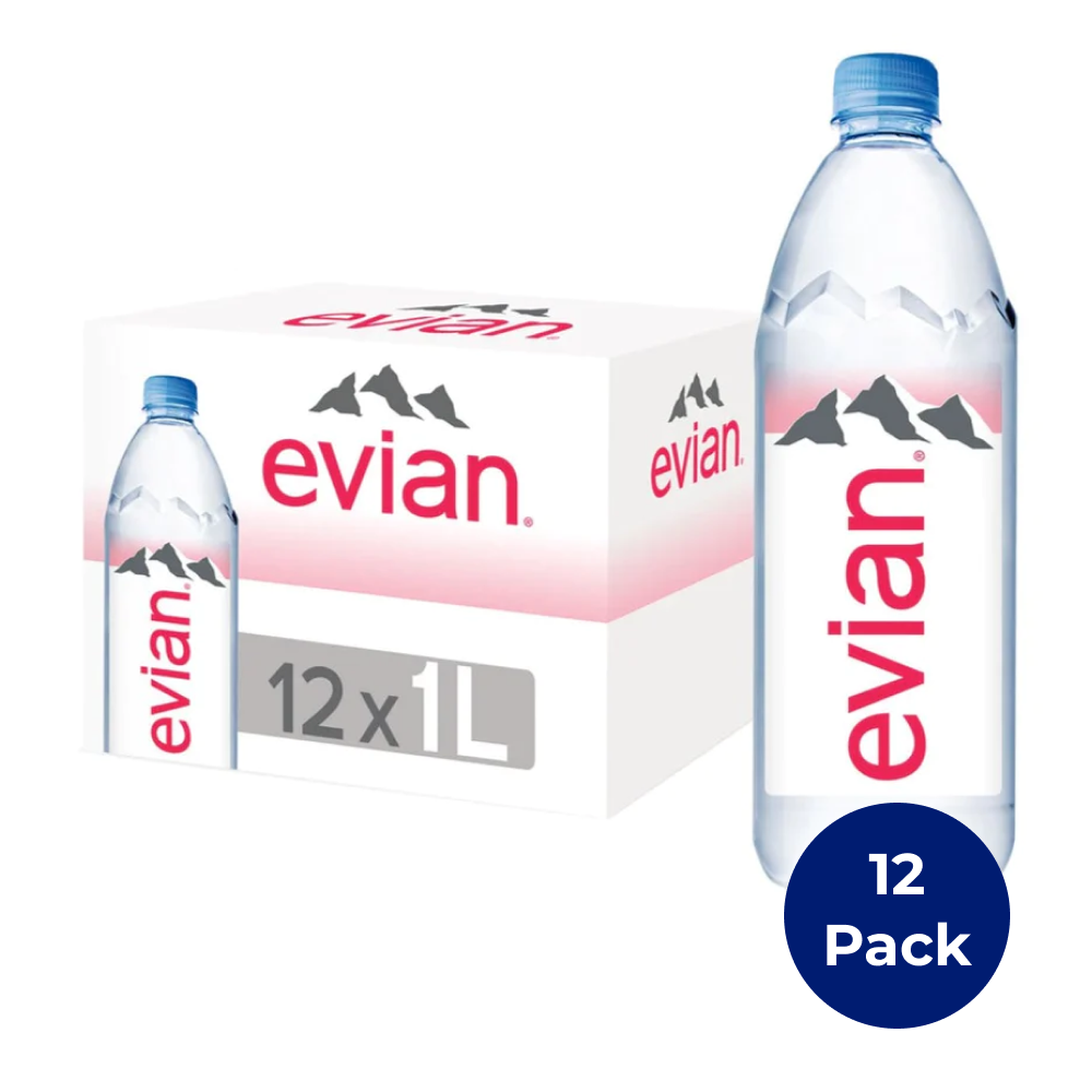 Evian Natural Mineral Water 1L Bottles (Box of 12)