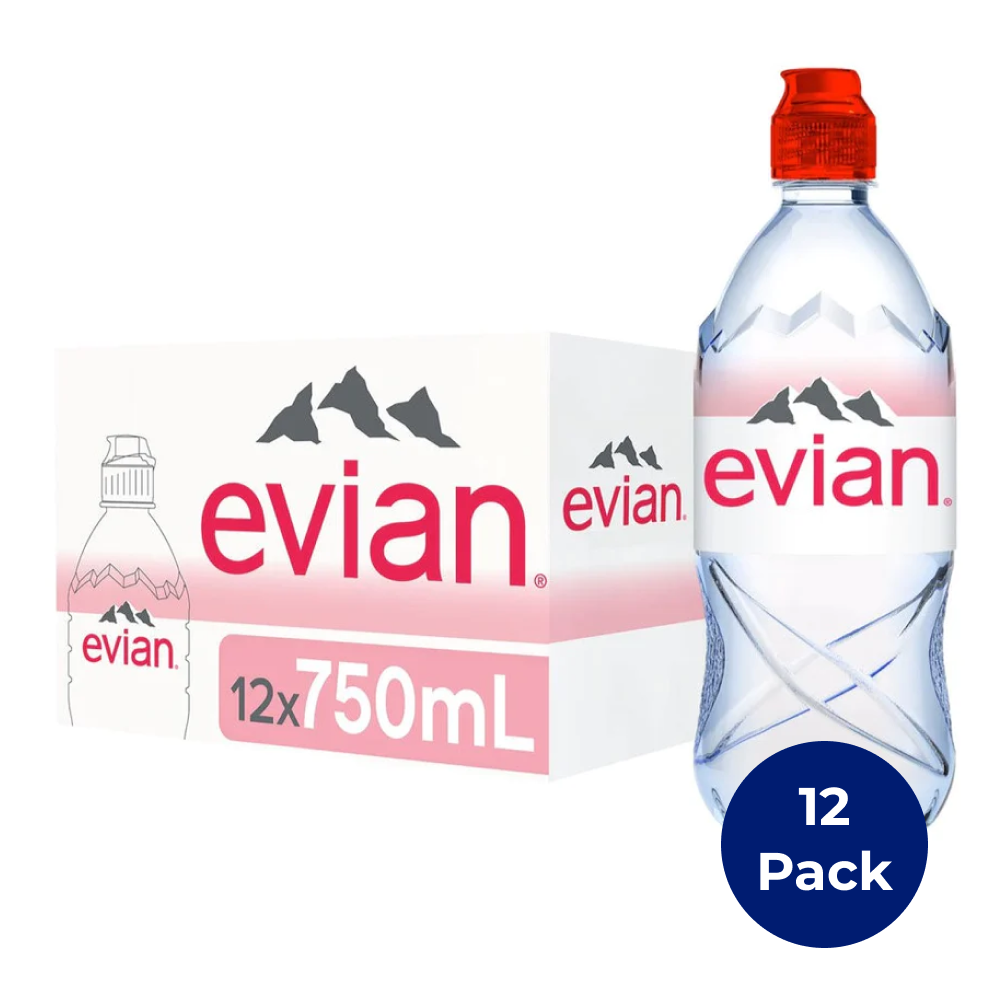 evian Natural Spring Water 1 Liter (Pack of 6), Naturally Filtered