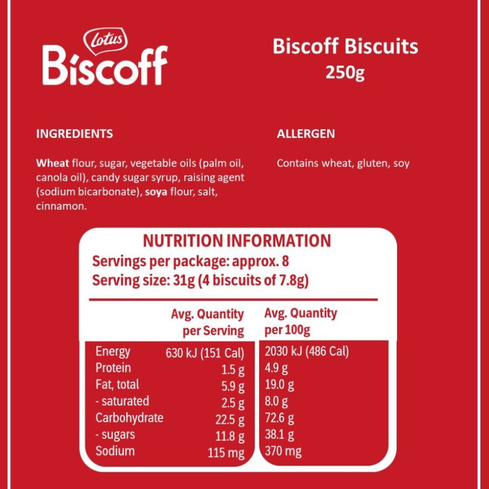 Lotus Biscoff Classic Biscuits 250g (Box of 10)