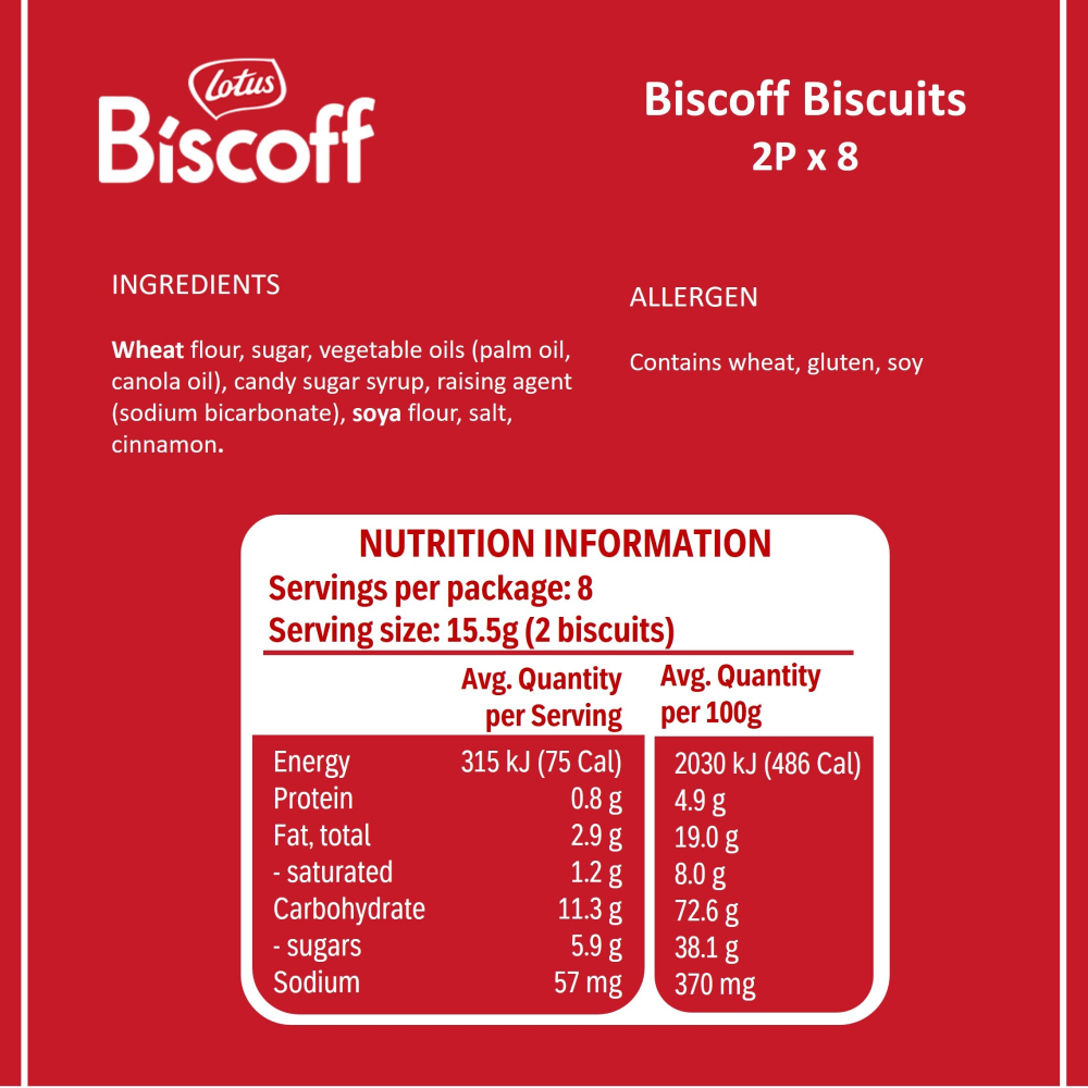 Lotus Biscoff Classic Biscuits 8x2pack 124g (Box of 12)