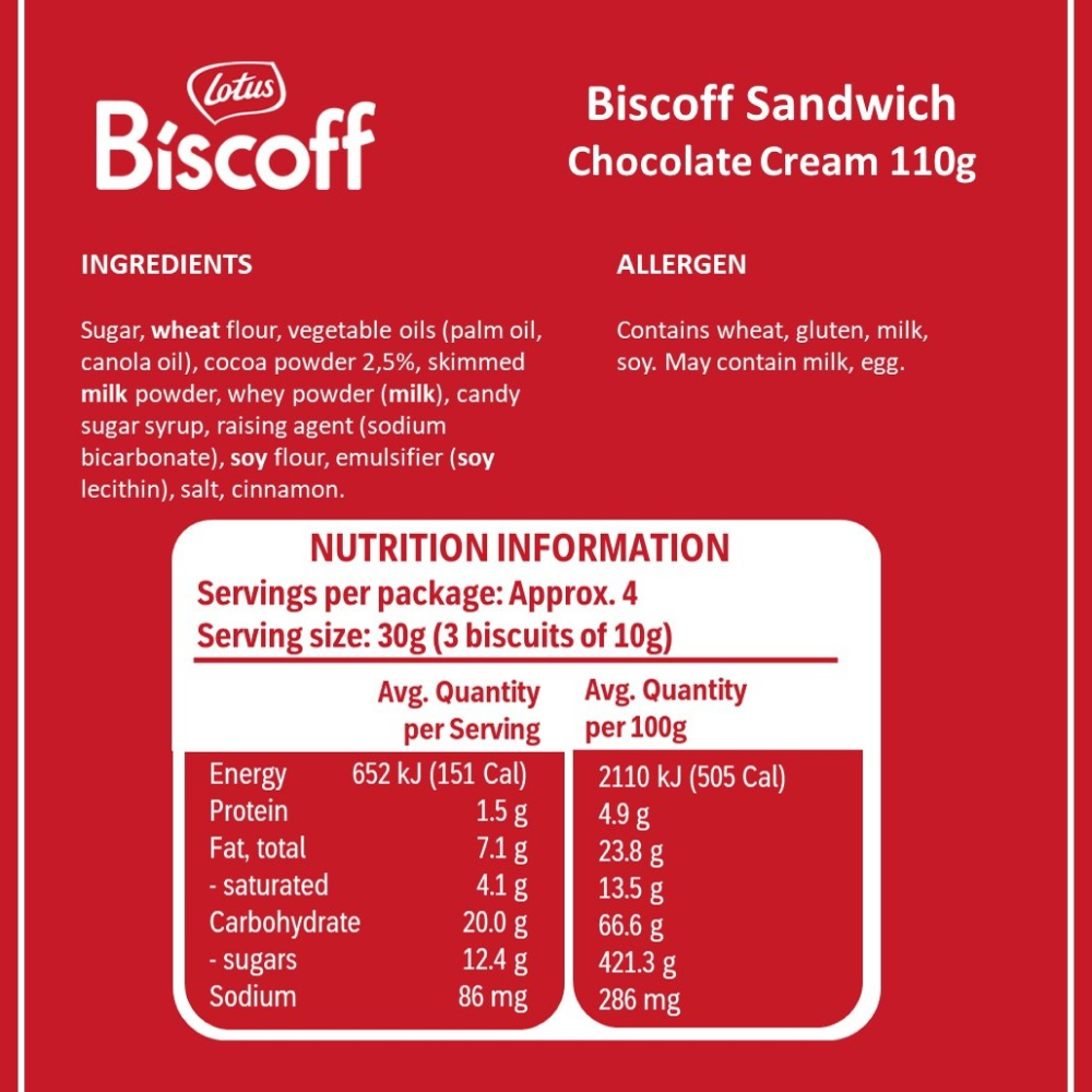 Lotus Biscoff Sandwich Biscuits Milk Chocolate 110g (Box of 12)
