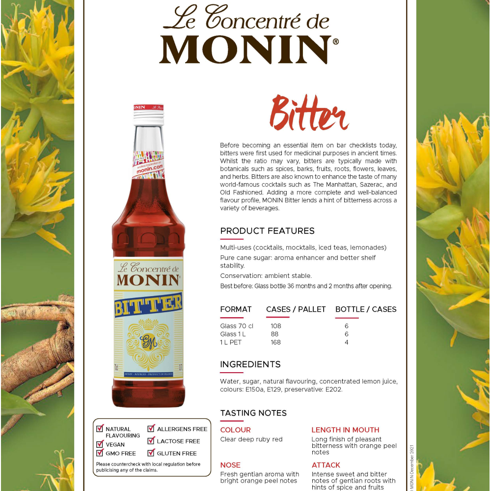 Monin Bitter Syrup 700ml (Box of 6)