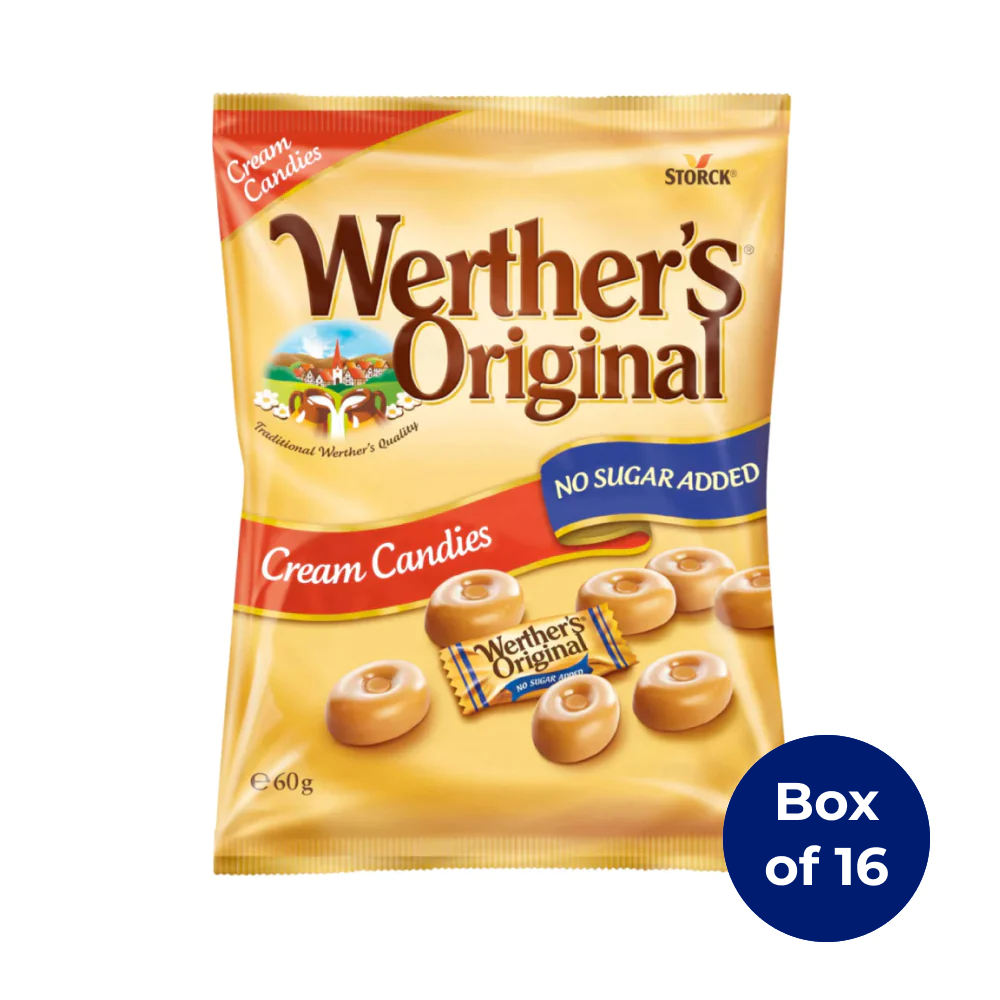 Werther's Original Cream Candies No Sugar Added 60g Bag (Box of 16)