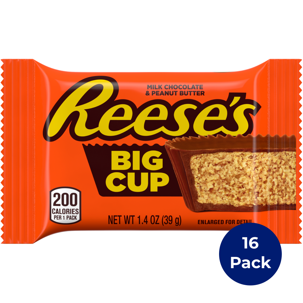 REESE'S Big Cup with Caramel Milk Chocolate Peanut Butter Cups, 1.4 oz, 16  count box