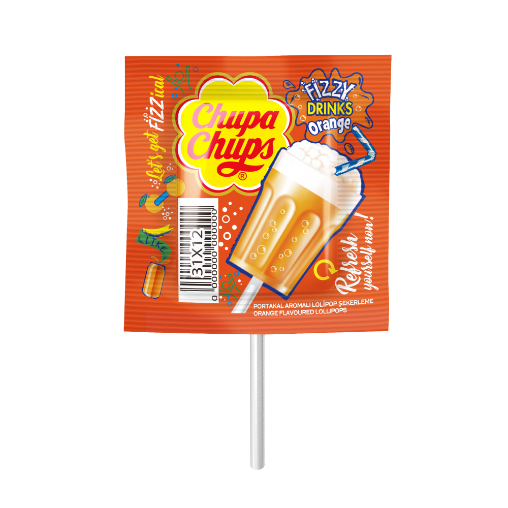 Chupa Chups 3D Fizzy Drinks Lollipops 90g (Box of 8)