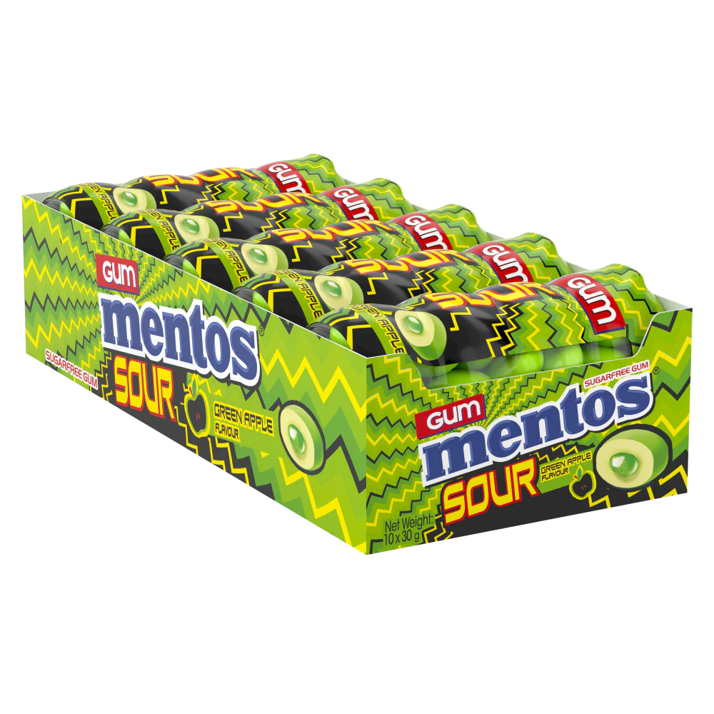 Mentos Pure Fresh Chewing Gum, Sour Apple 30g (Box of 10)