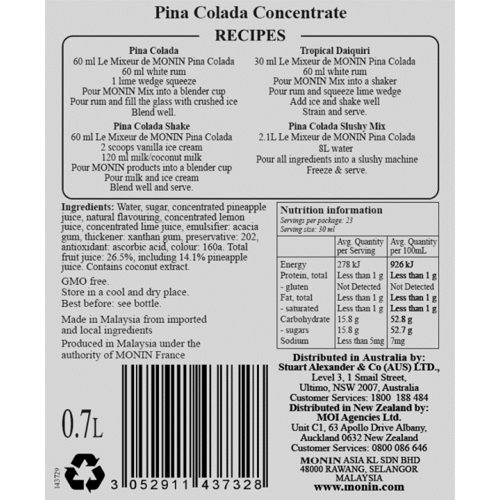 Monin Pina Colada Cocktail Mix