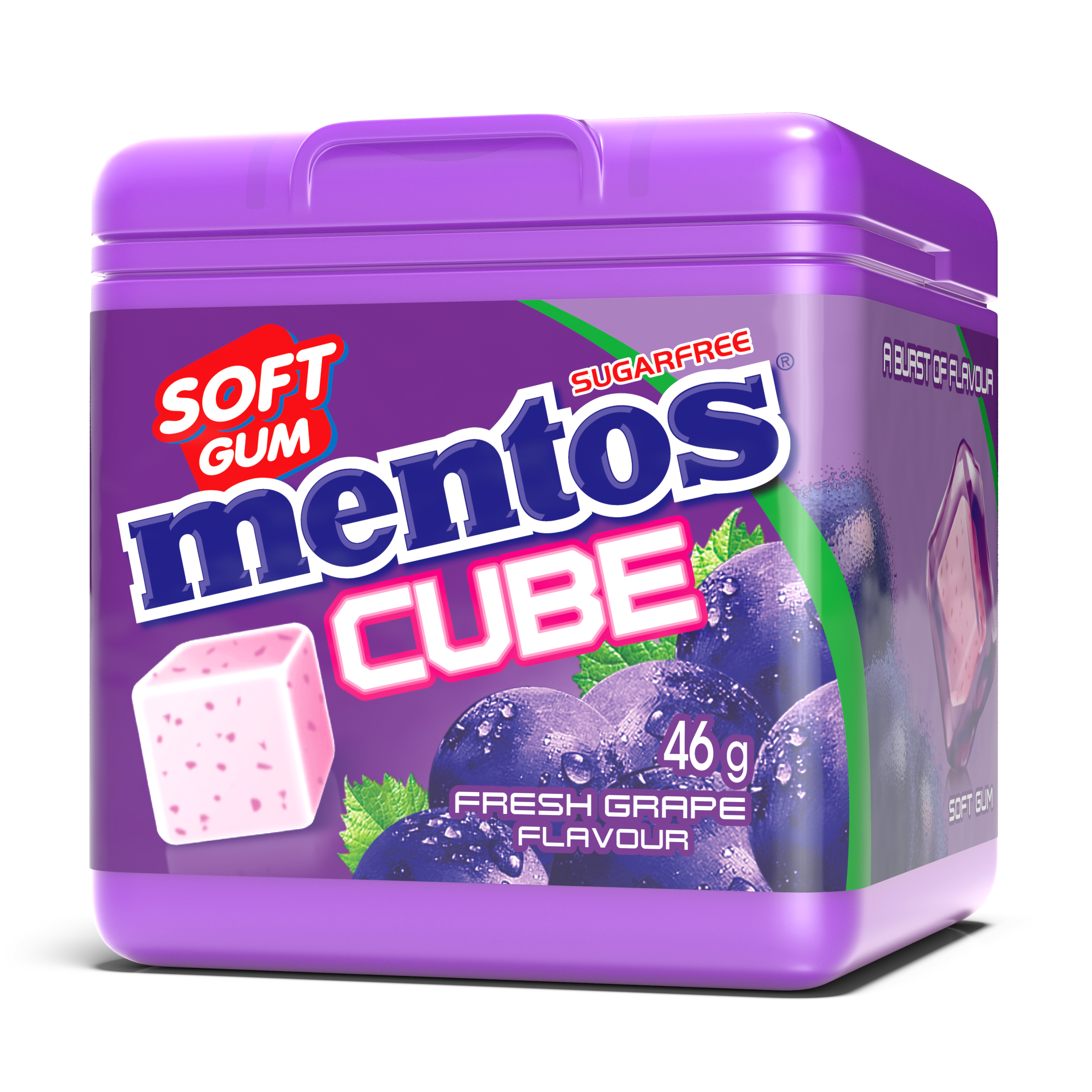 Mentos Cube Gum Grape 46g (Pack of 4)