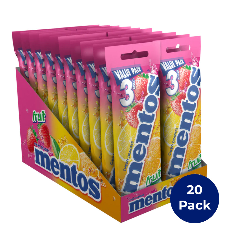 Mentos Fruit Candy Roll, 3 Pack (Box of 20)