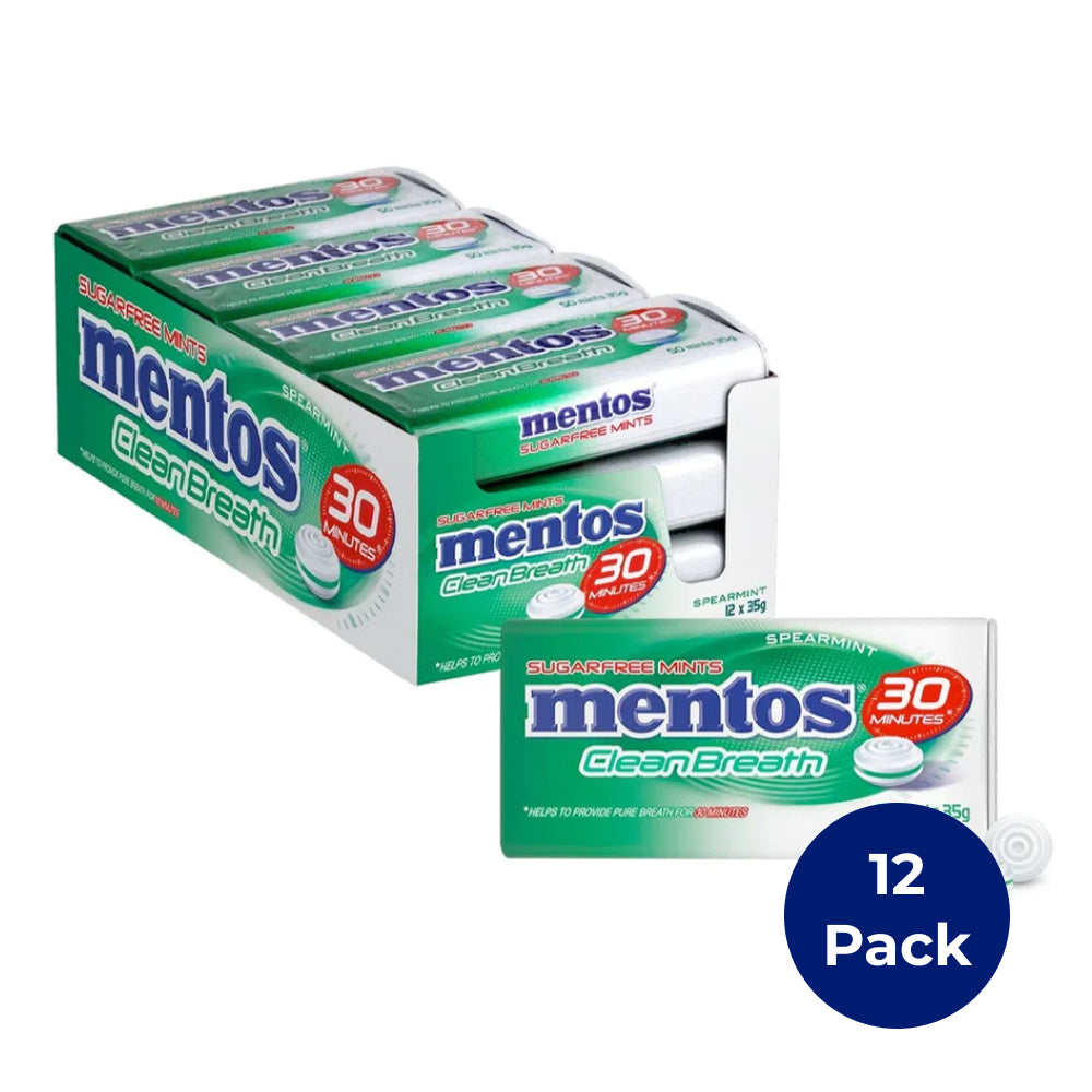 Mentos Clean Breath Mints Spearmint 35g (Box of 12)