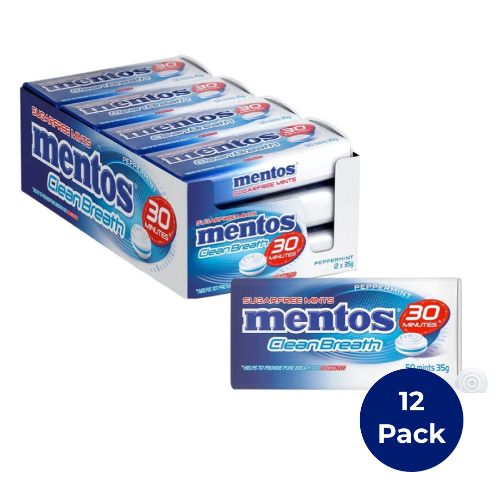 Mentos Clean Breath Mints Peppermint 35g (Box of 12)