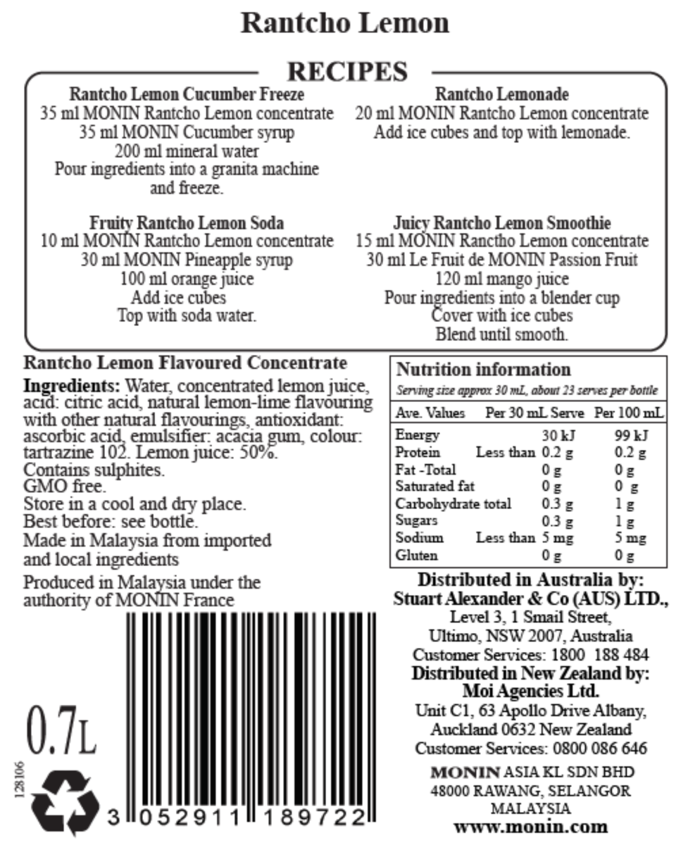 Monin Lemon Rantcho Syrup 700ml (Box of 6)