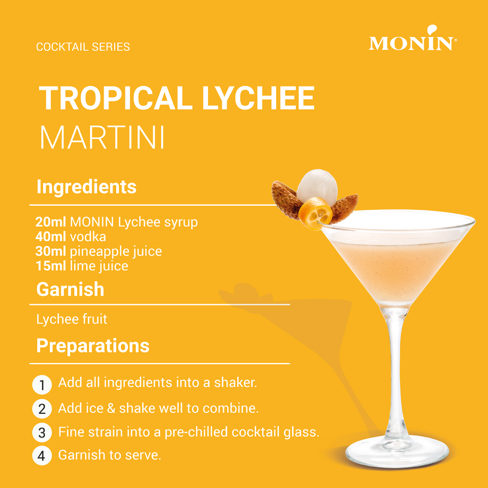 Monin Lychee Syrup 700ml (Box of 6)