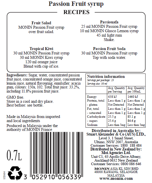 Monin Passion Fruit Syrup 700ml (Box of 6)
