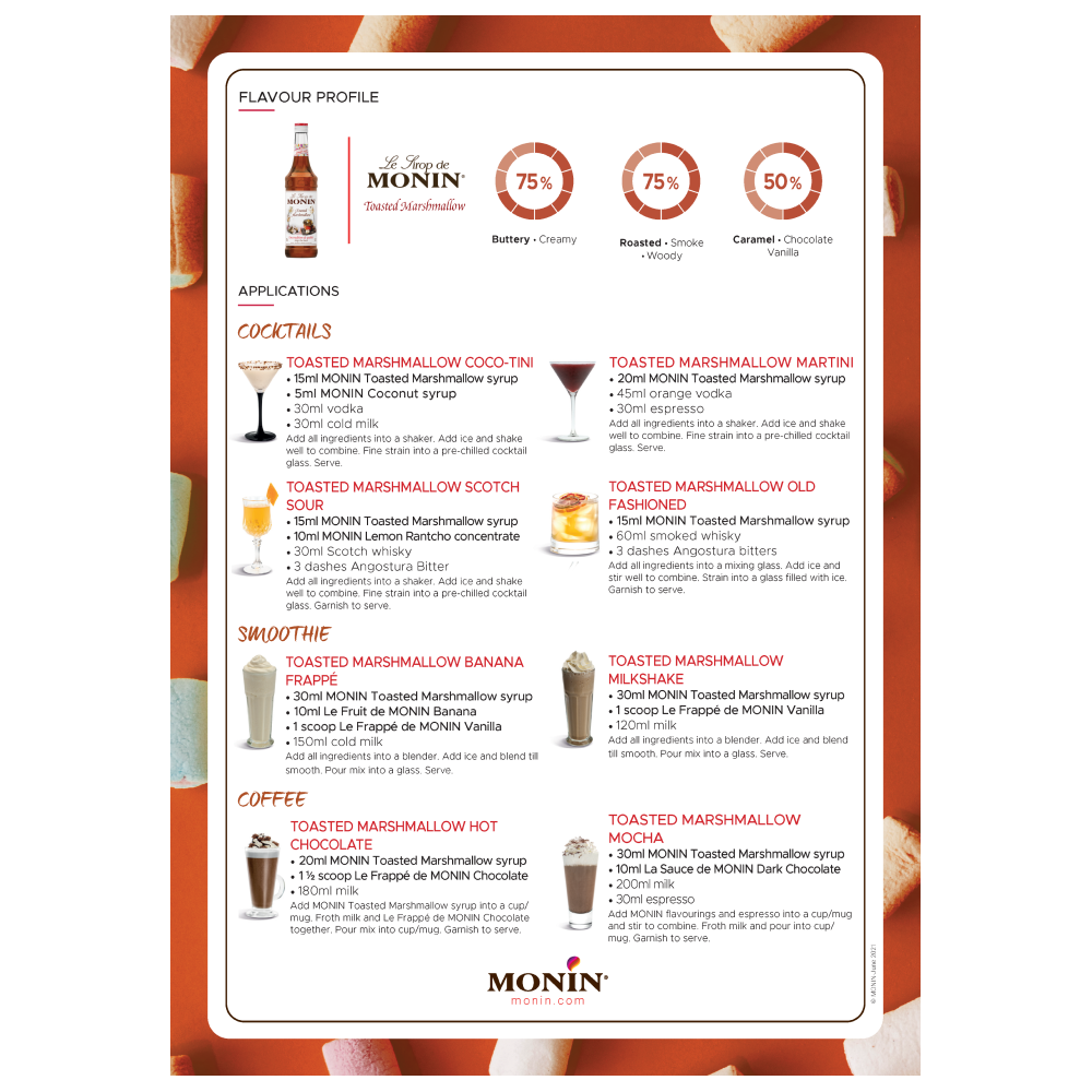 Monin Toasted Marshmallow Syrup 700ml (Box of 6)