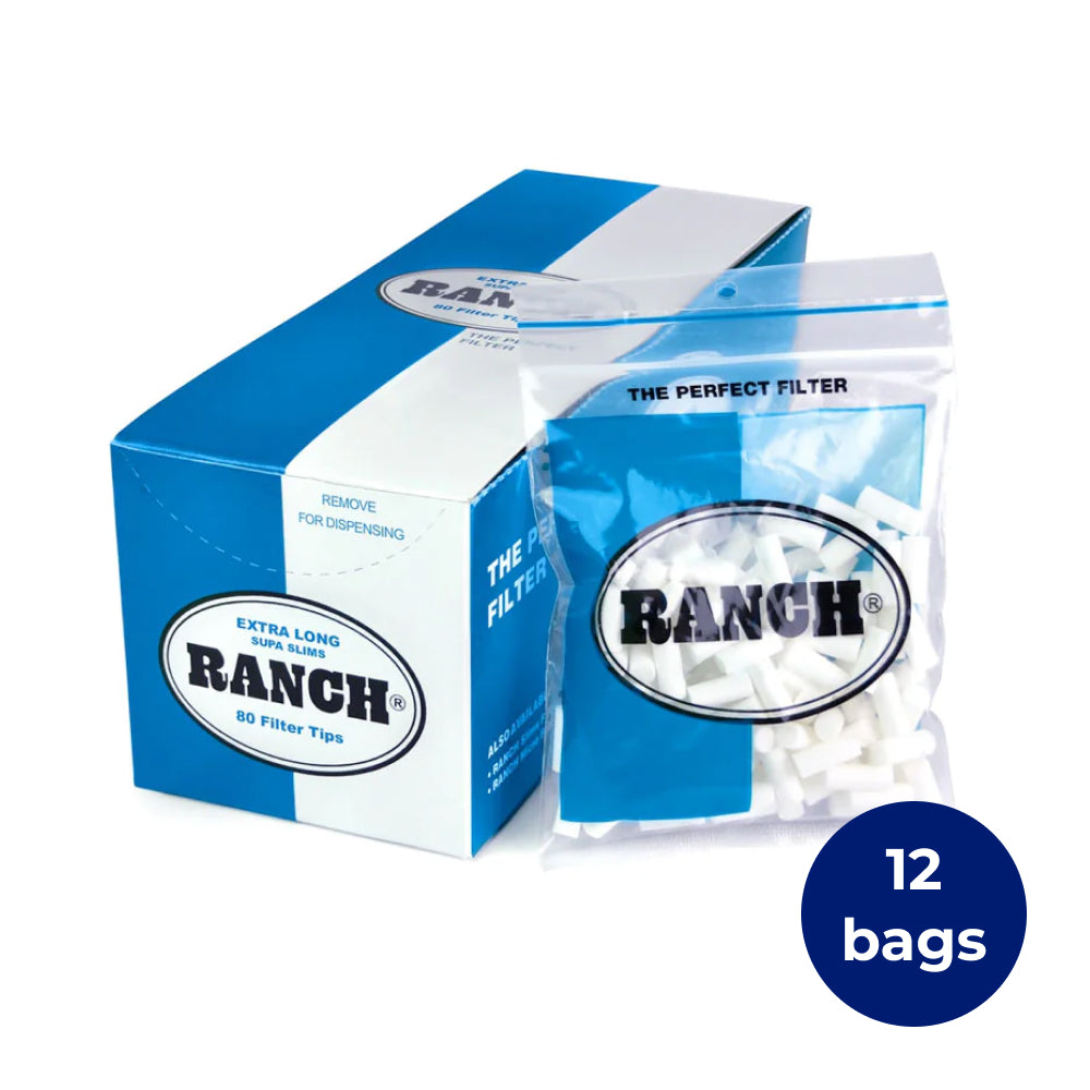 Ranch Extra Long Supa Slim Cigarette Filters, 12 Bags
