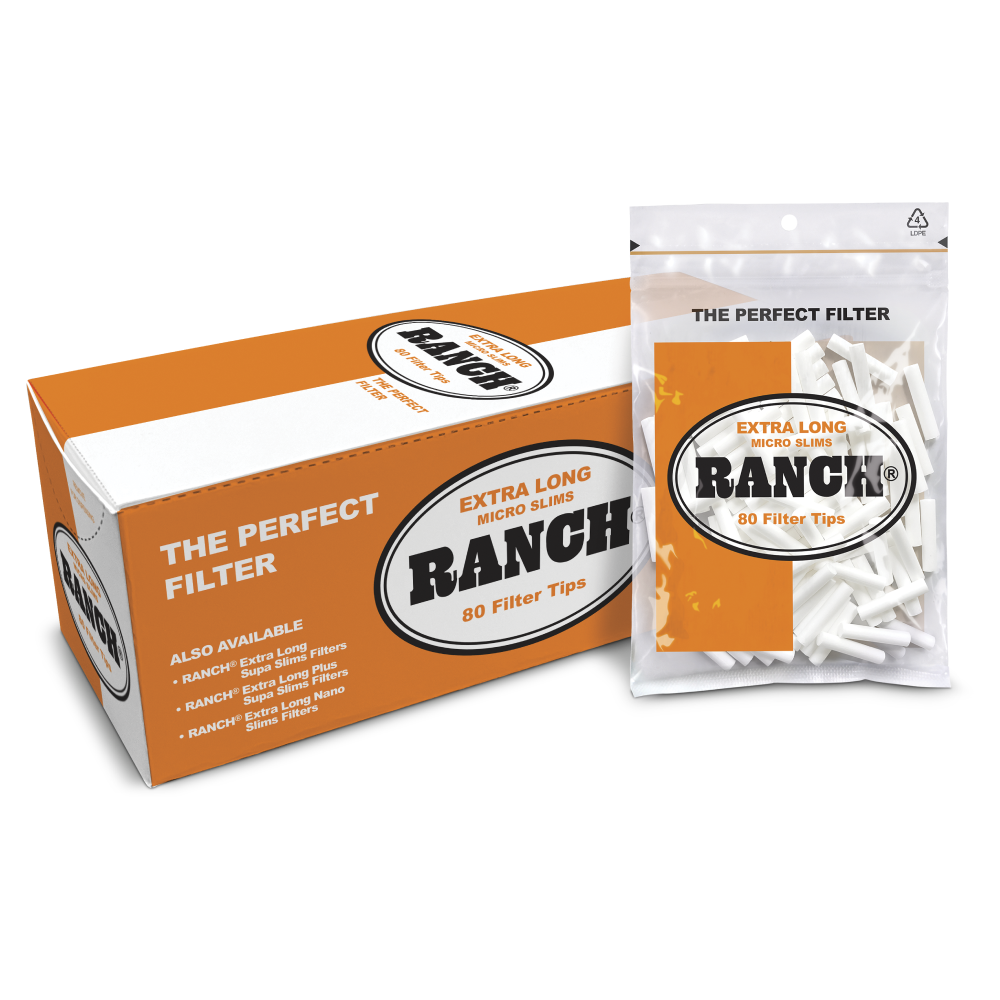 Ranch Extra Long Micro Slim Cigarette Filters, 12 Bags