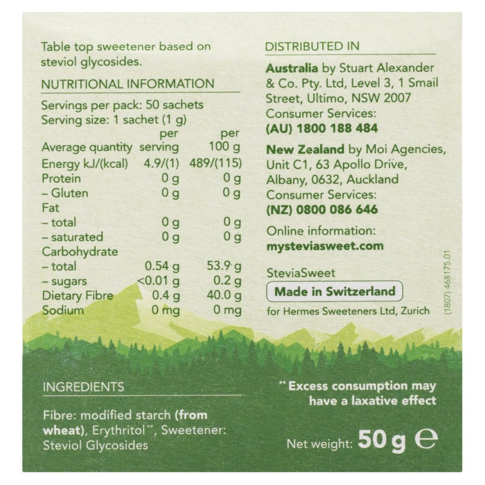 Stevia Sweet Granulated Sweetener 50 Sachets (Box of 12)