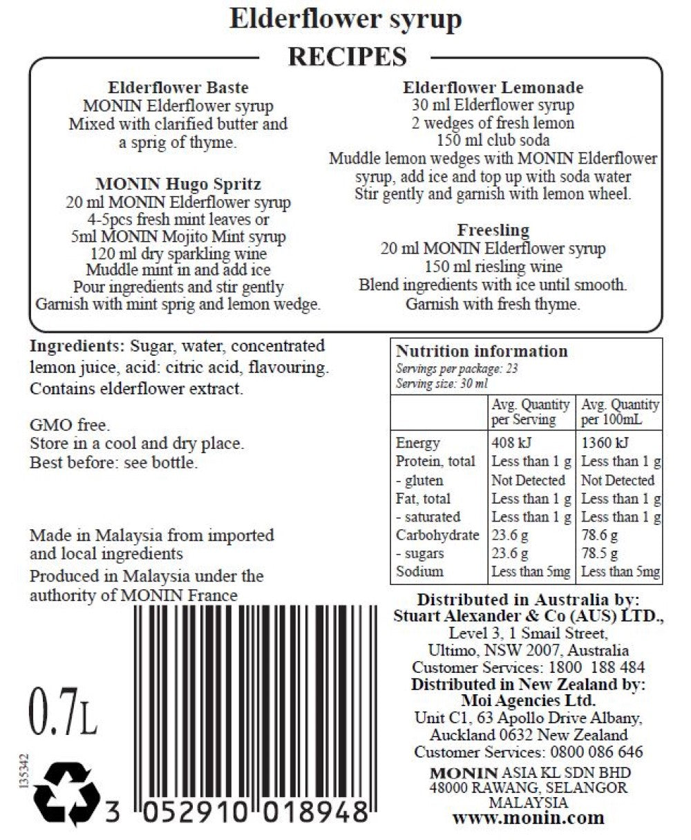 Monin Elder Flower Syrup 700ml (Box of 6)