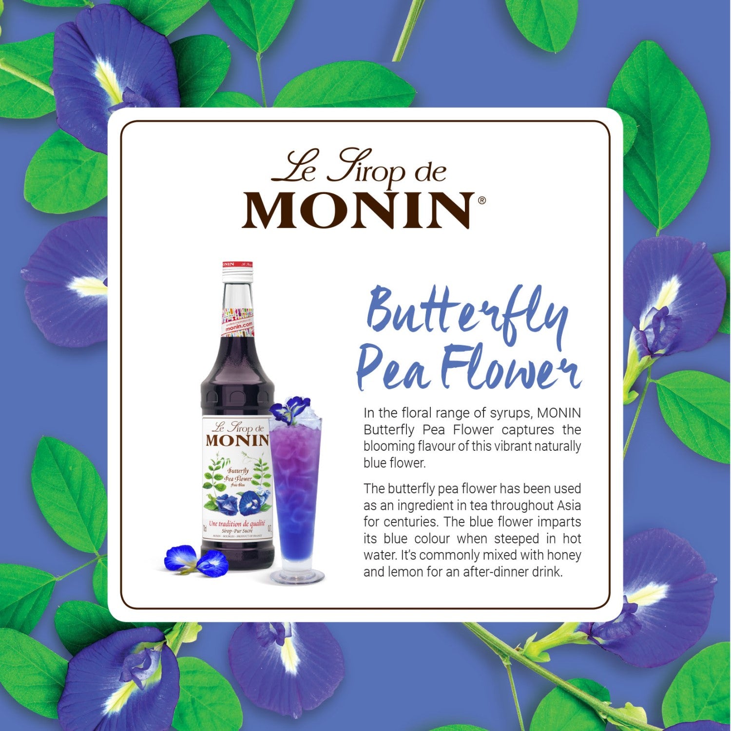 Monin Butterfly Pea Flower Syrup 700ml (Box of 6)