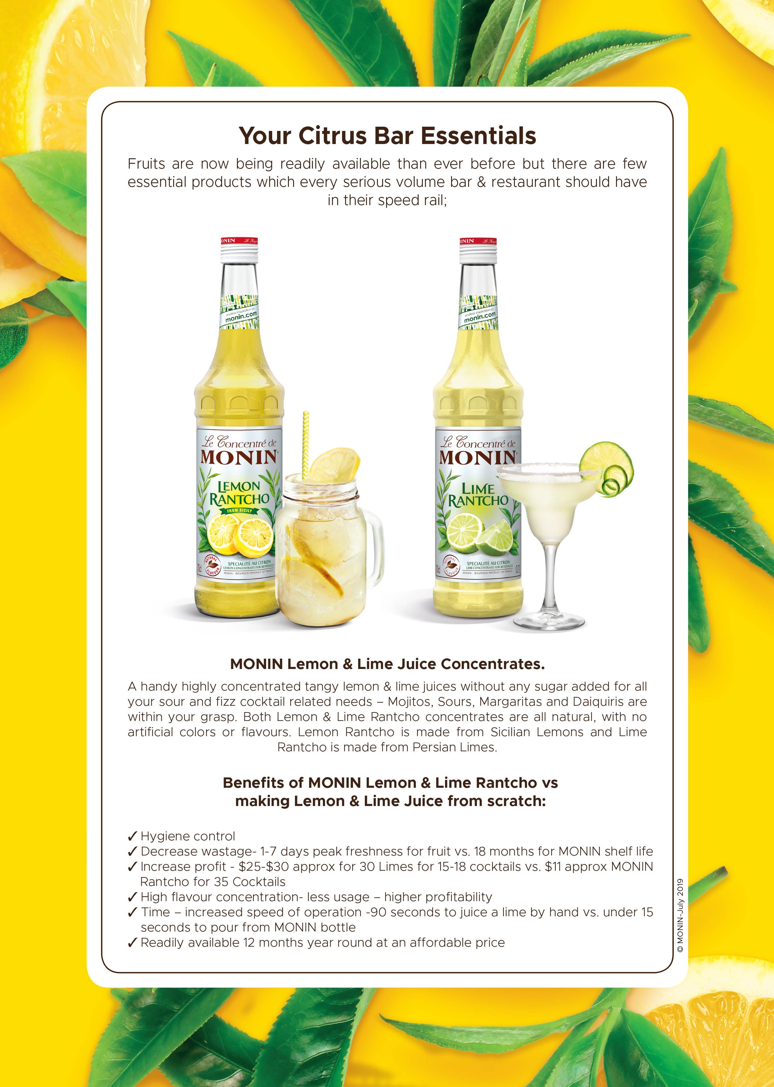 Monin Lemon Rantcho Syrup 700ml (Box of 6)