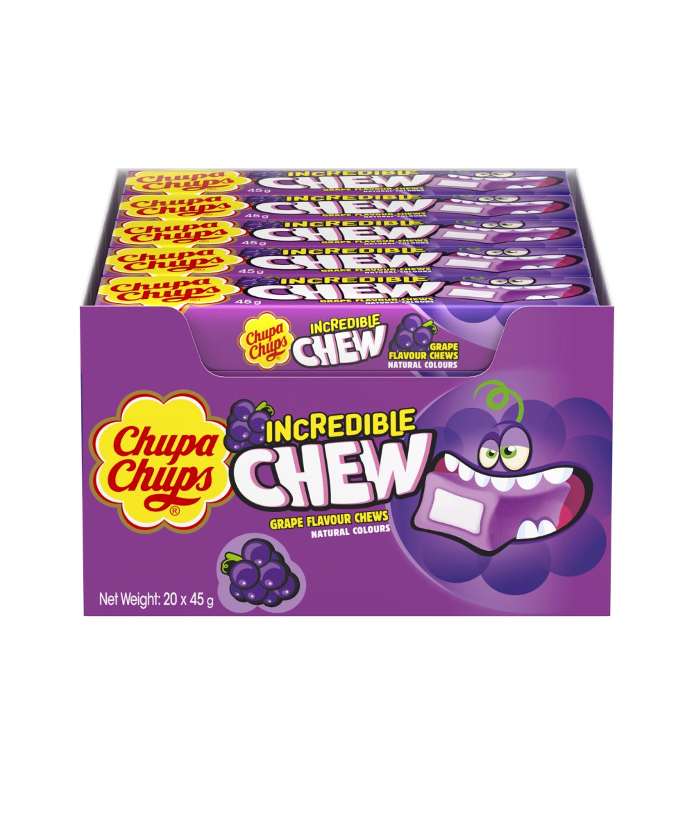 Chupa Chups Incredible Chew Grape 45g (Box of 20)