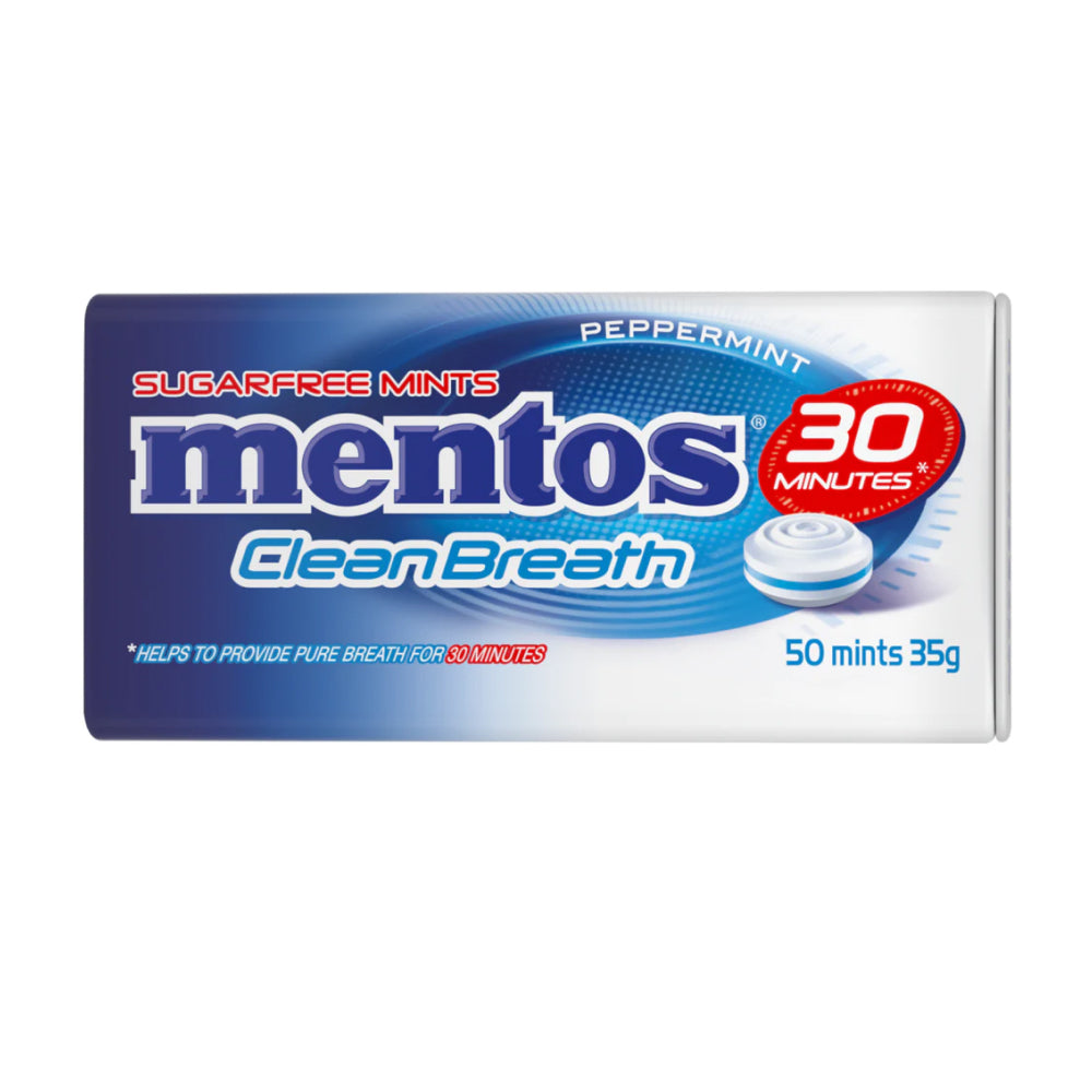 Mentos Clean Breath Mints Peppermint 35g (Box of 12)