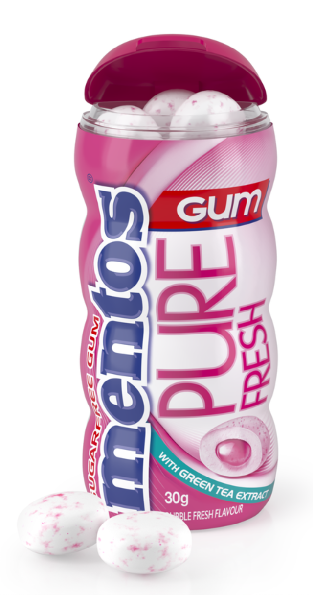 Mentos Pure Fresh Chewing Gum, Bubble Fresh 30g (Box of 10)
