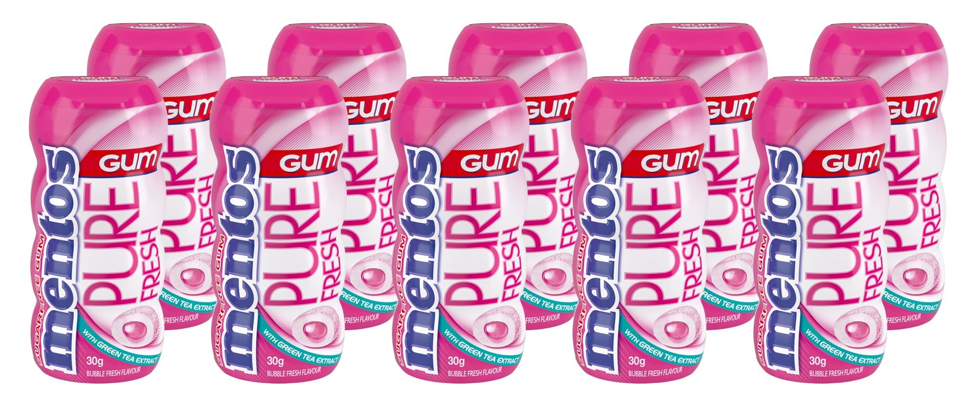 Mentos Pure Fresh Chewing Gum, Bubble Fresh 30g (Box of 10)
