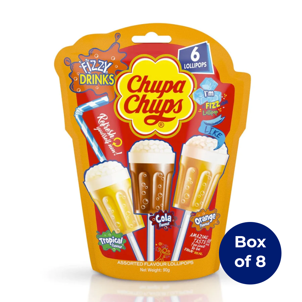 Chupa Chups 3D Fizzy Drinks Lollipops 90g (Box of 8)