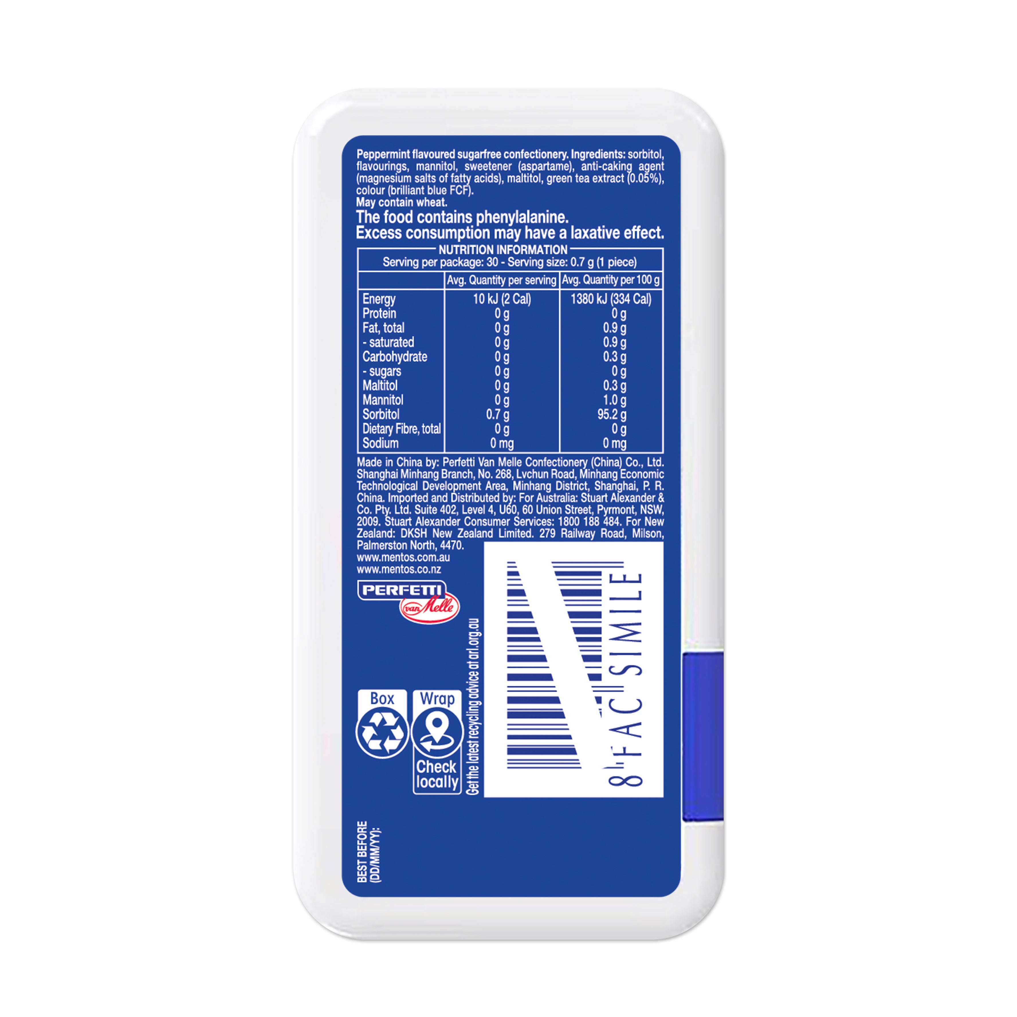 Mentos Clean Breath Peppermint 21g (Box of 12)
