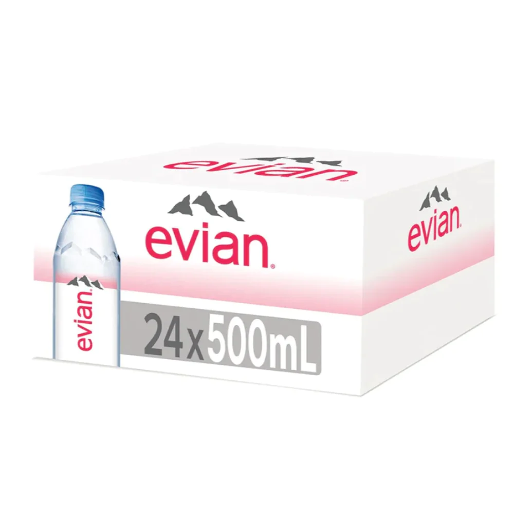 Evian Natural Mineral Water 500ml Bottles (Box of 24)
