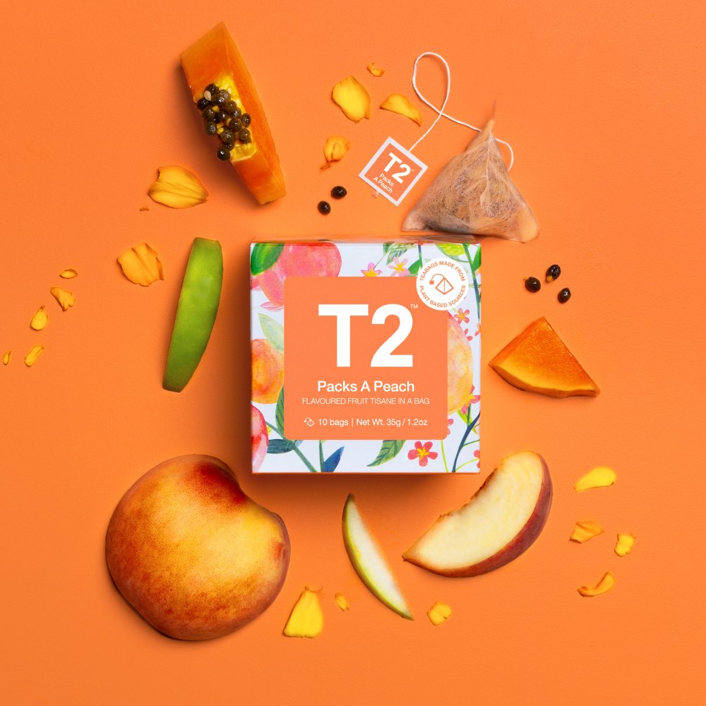 T2 Packs A Peach Teabag Lifestyle