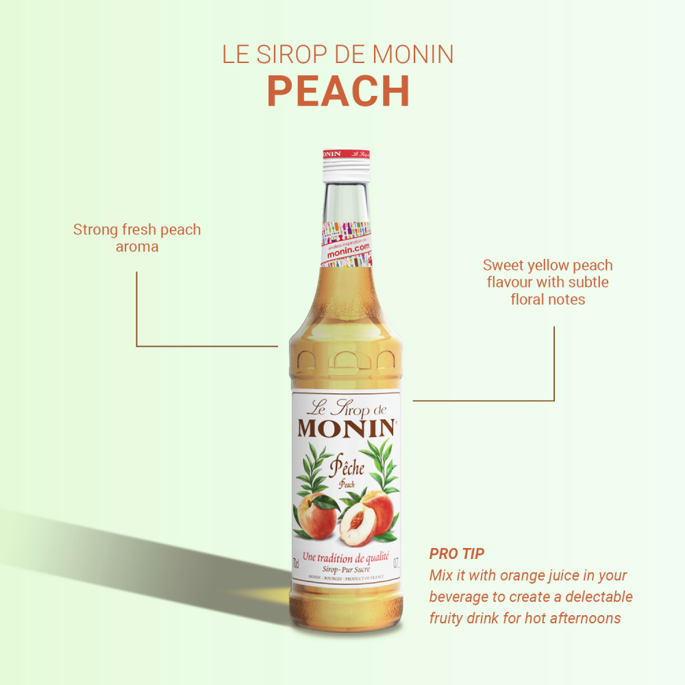 Monin Peach Syrup 700ml (Box of 6)