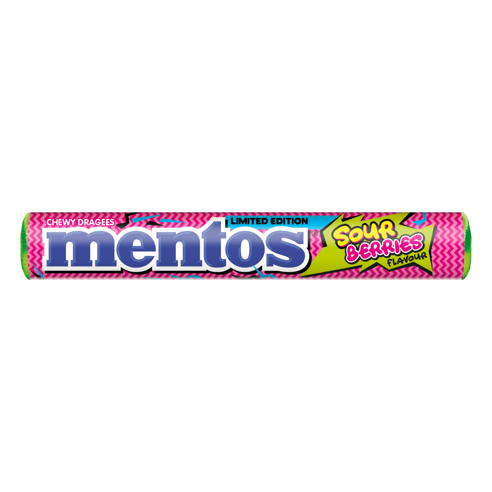 Mentos Candy Sour Berries Roll Chewy Dragees, 40 Rolls