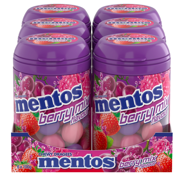 Mentos Berry Mix Candy Bottle 100g Bottles (Box of 6)