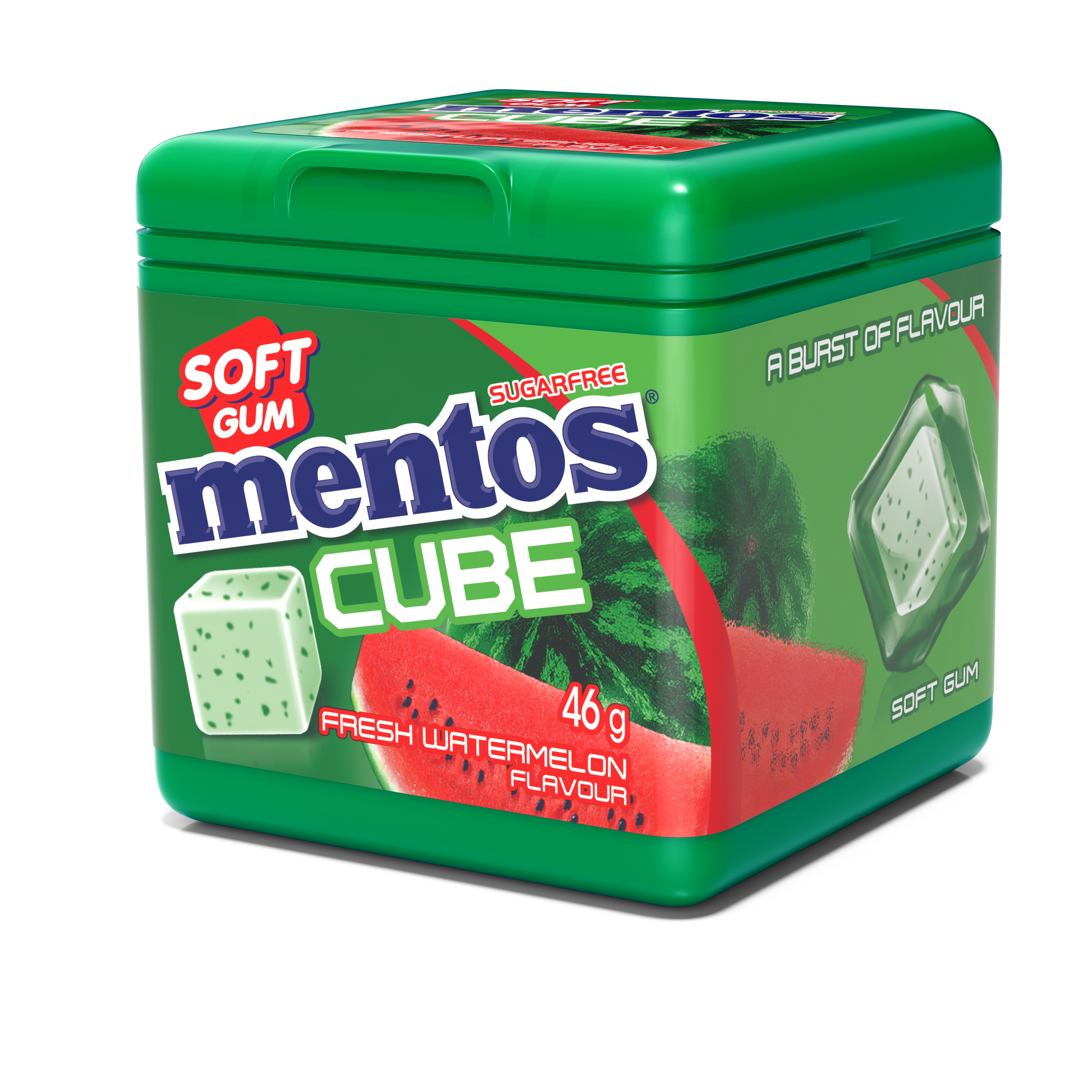 Mentos Cube Gum Watermelon 46g (Pack of 4)