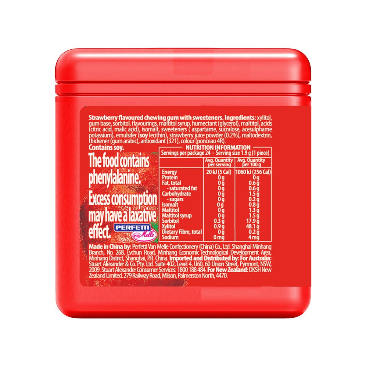 Mentos Cube Gum Strawberry 46g (Pack of 4)