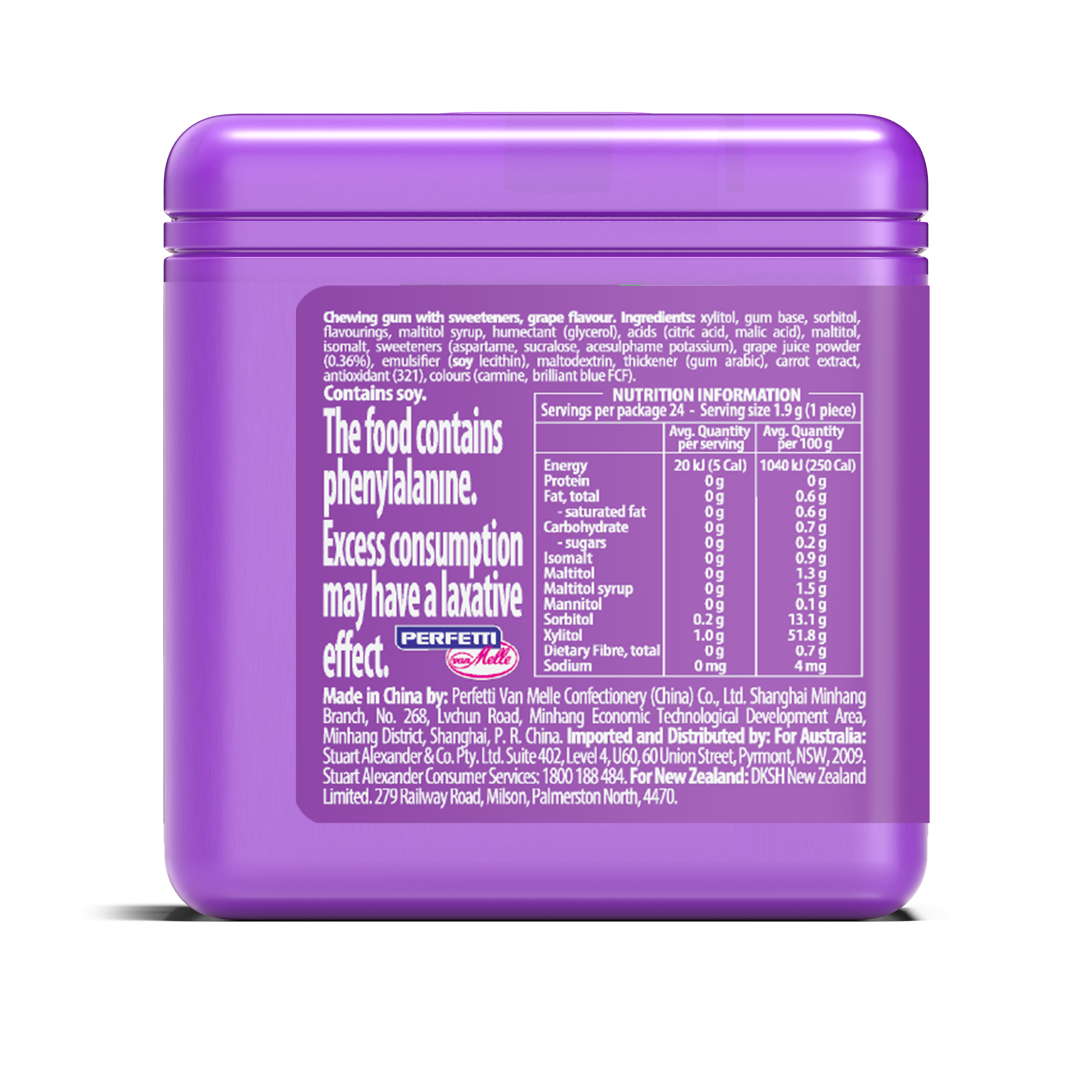 Mentos Cube Gum Grape 46g (Pack of 4)