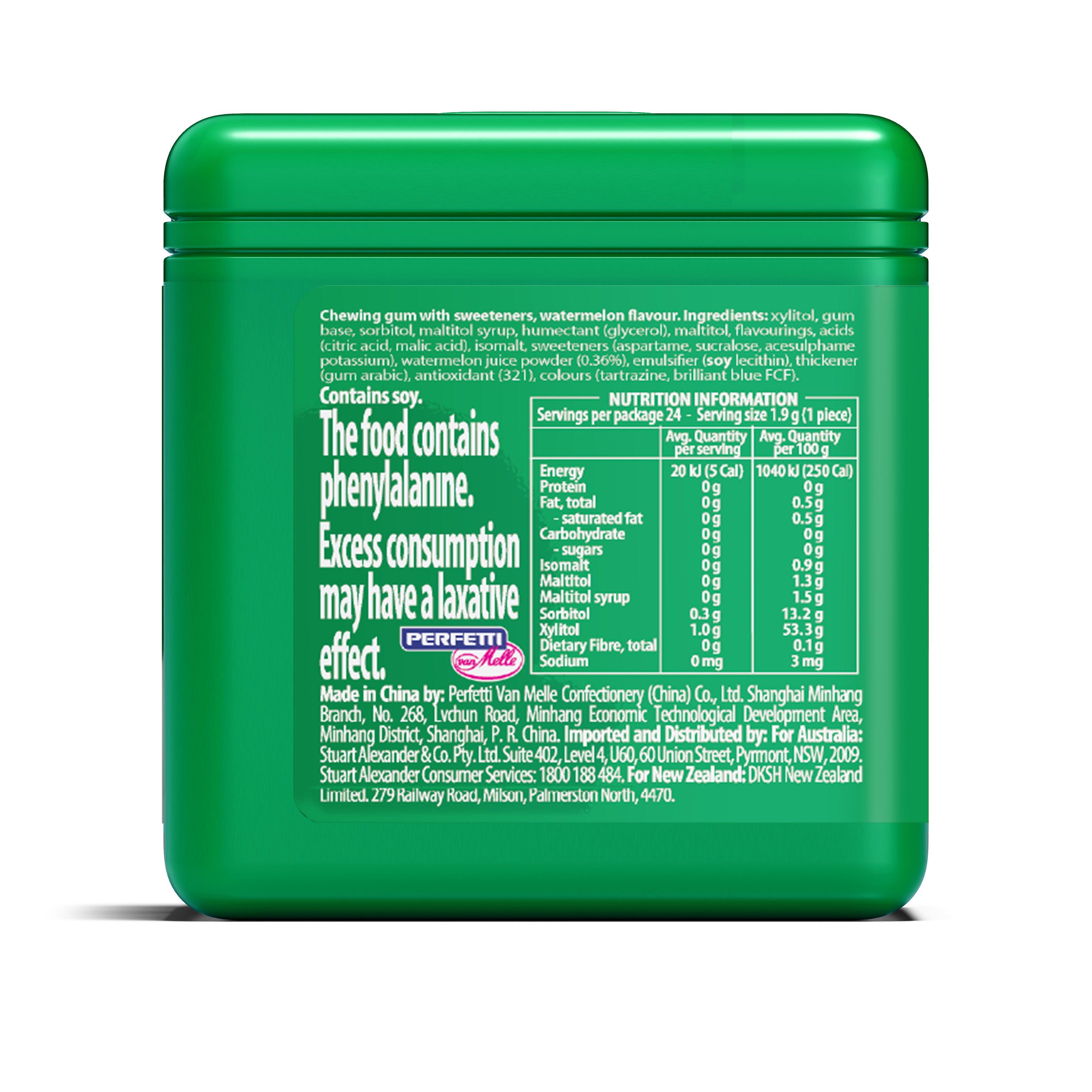 Mentos Cube Gum Watermelon 46g (Pack of 4)