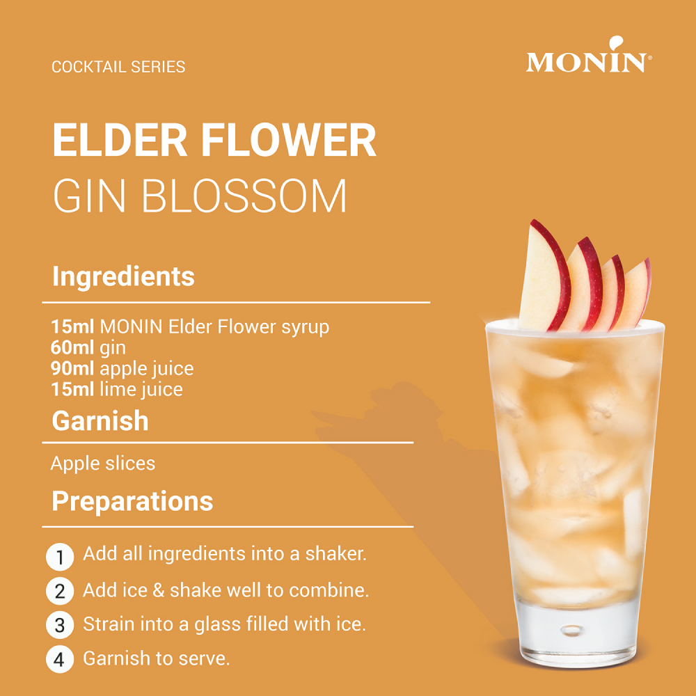 Elderflower Syrup Apple Elderflower Gin Cocktail Monin Elder