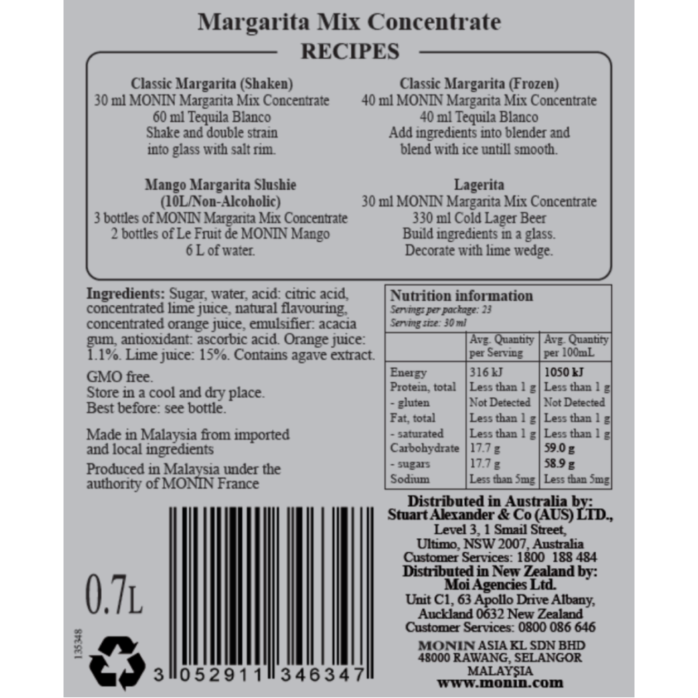 Monin Margarita Mix 700ml (Box of 6)