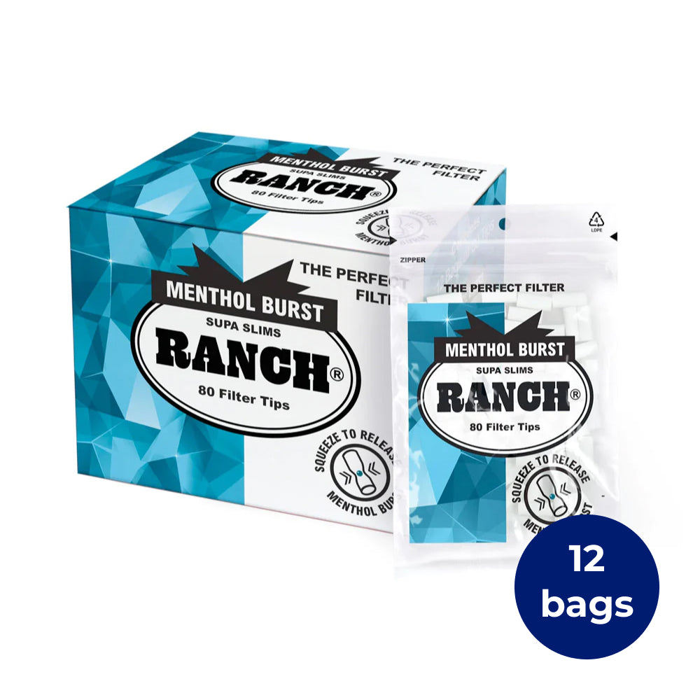 Ranch Menthol Capsule Supa Slim Cigarette Filters, 12 Bags