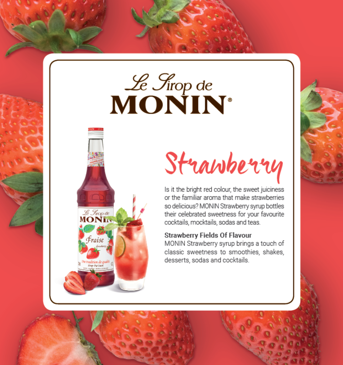 Monin Strawberry Syrup 700ml (Box of 6)