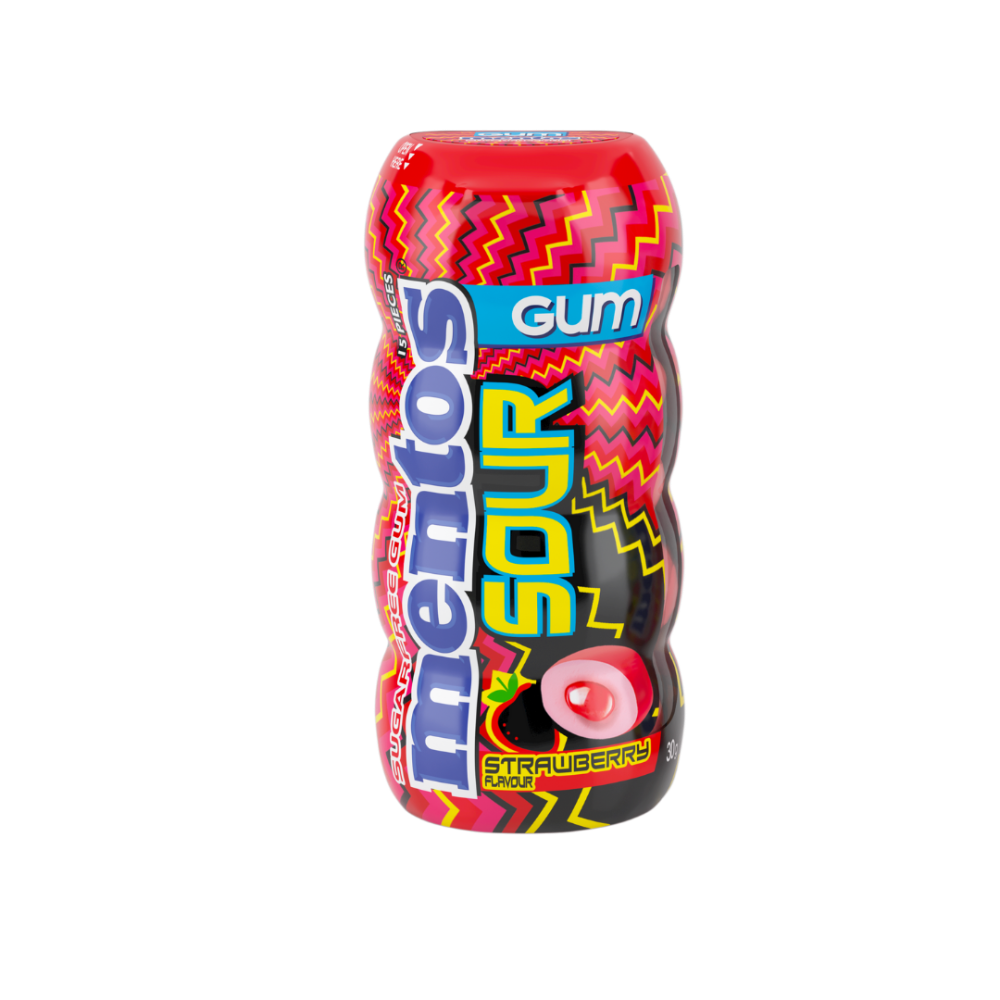 Mentos Pure Fresh Chewing Gum, Sour Strawberry 30g (Box of 10)