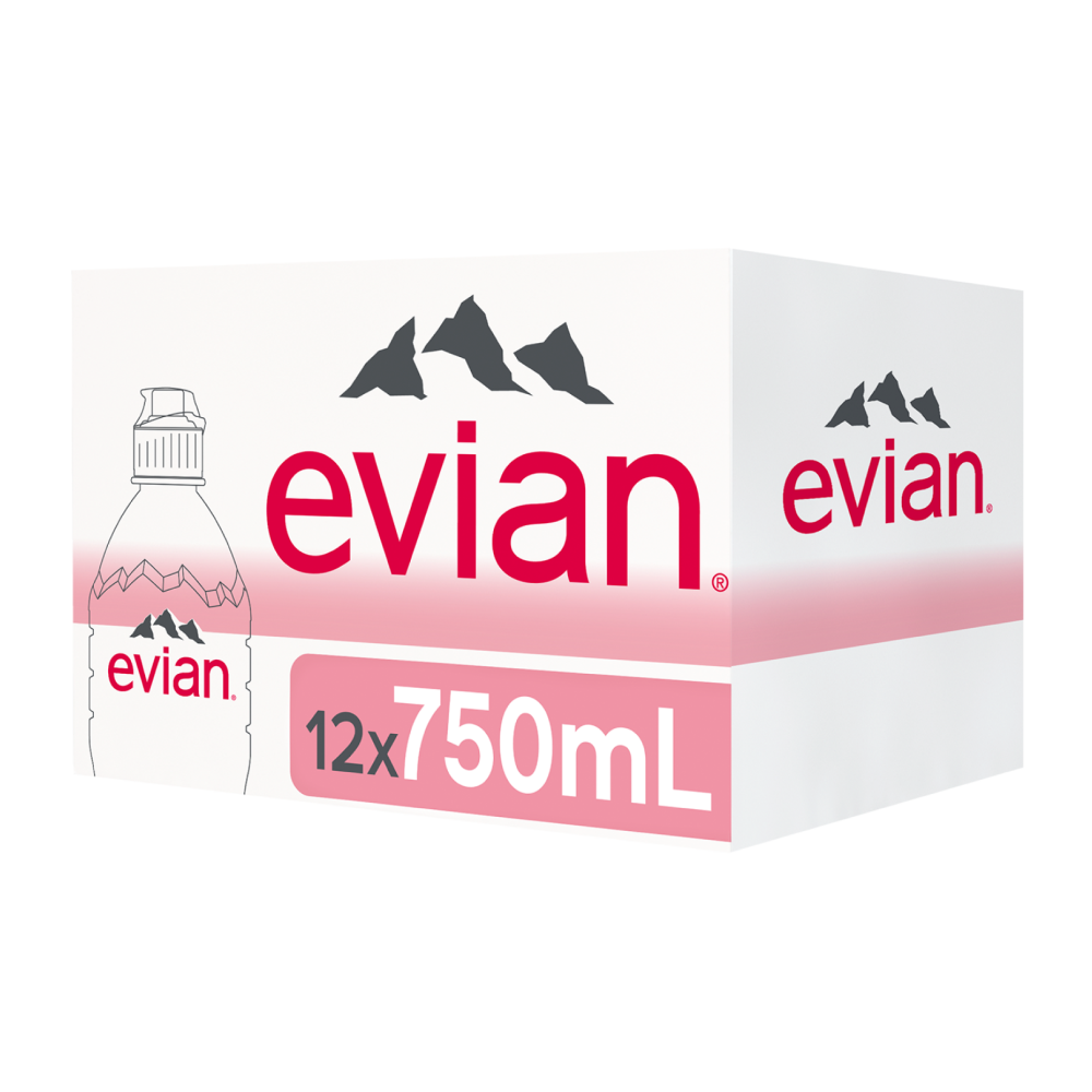 Evian Natural Mineral Water 750ml Bottles (Box of 12)
