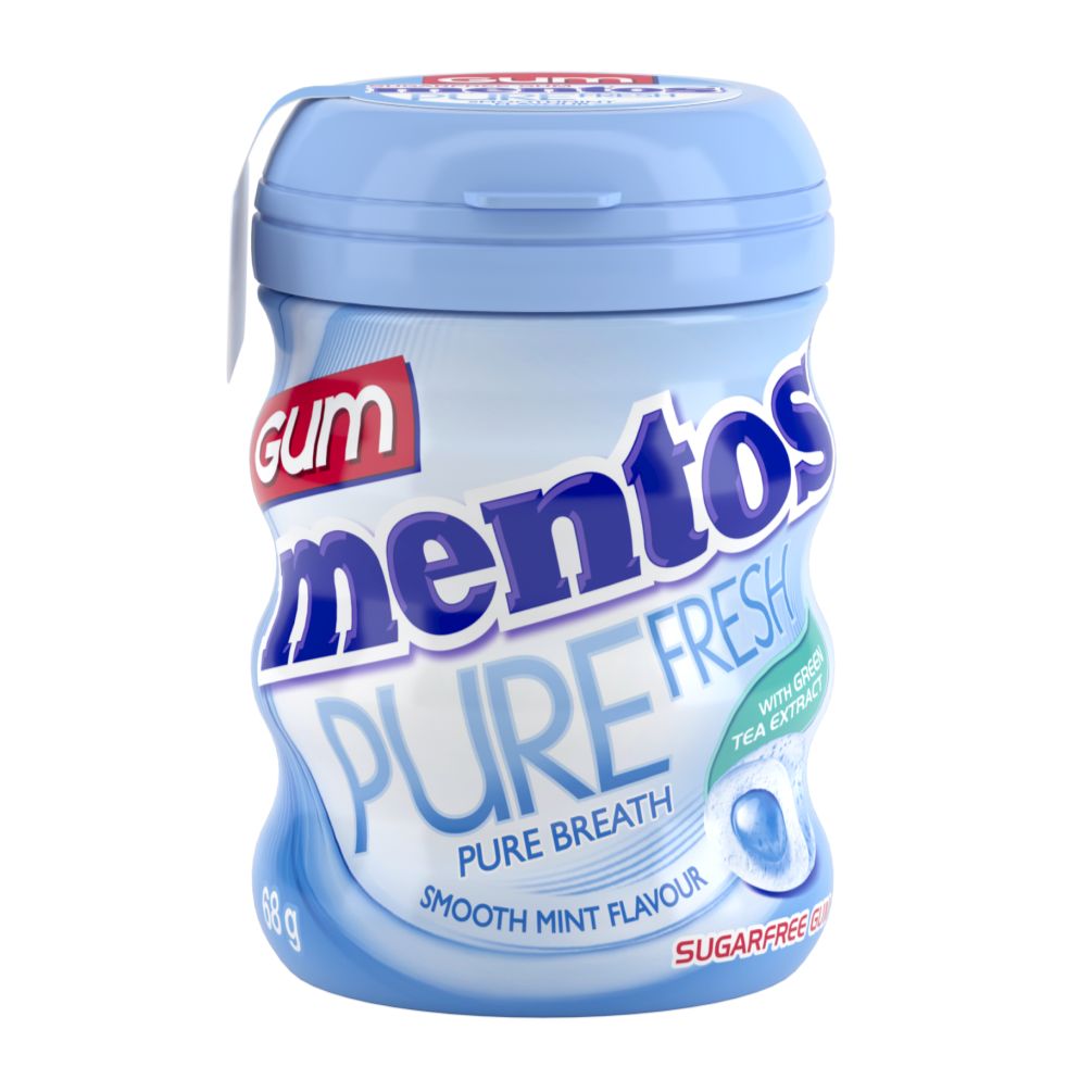 Mentos Pure Fresh Chewing Gum, Smooth Mint 68g (Box of 6)
